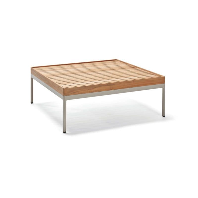 Stern "Coco" Loungetisch 80 × 80 cm, Gestell Aluminium greige, Tischplatte Teakholz