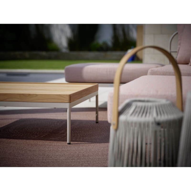 Stern "Coco" Loungetisch 80 × 80 cm, Gestell Aluminium greige, Tischplatte Teakholz