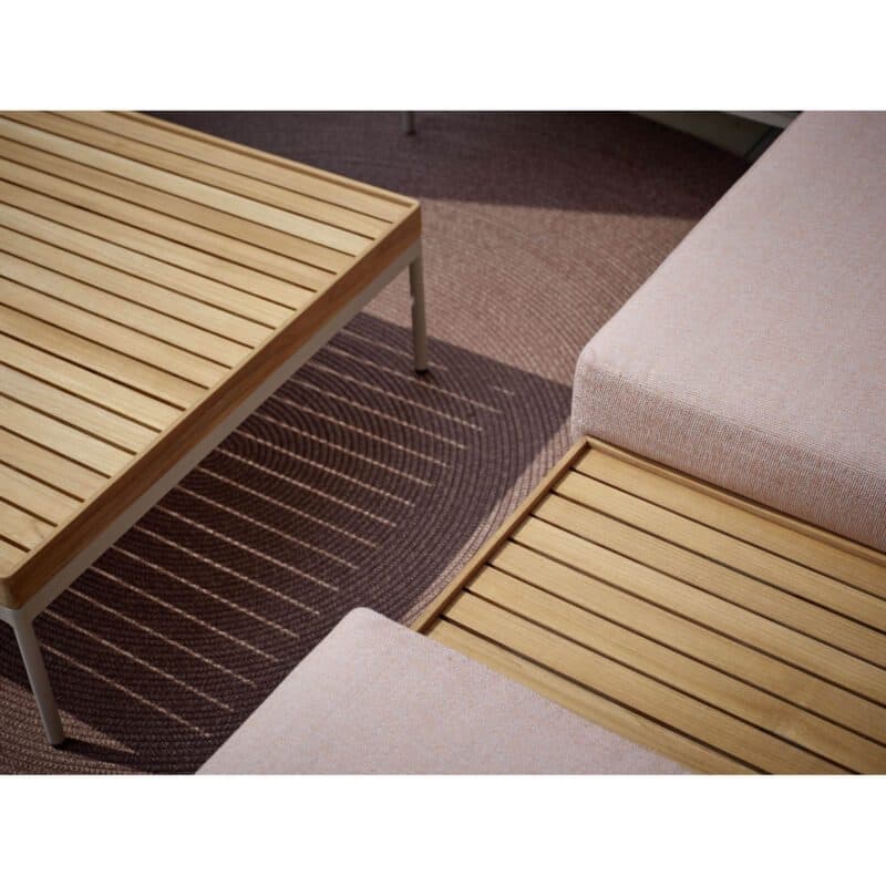 Stern "Coco" Loungetische 80 × 80 und 80 × 40 cm, Gestell Aluminium greige, Tischplatte Teakholz