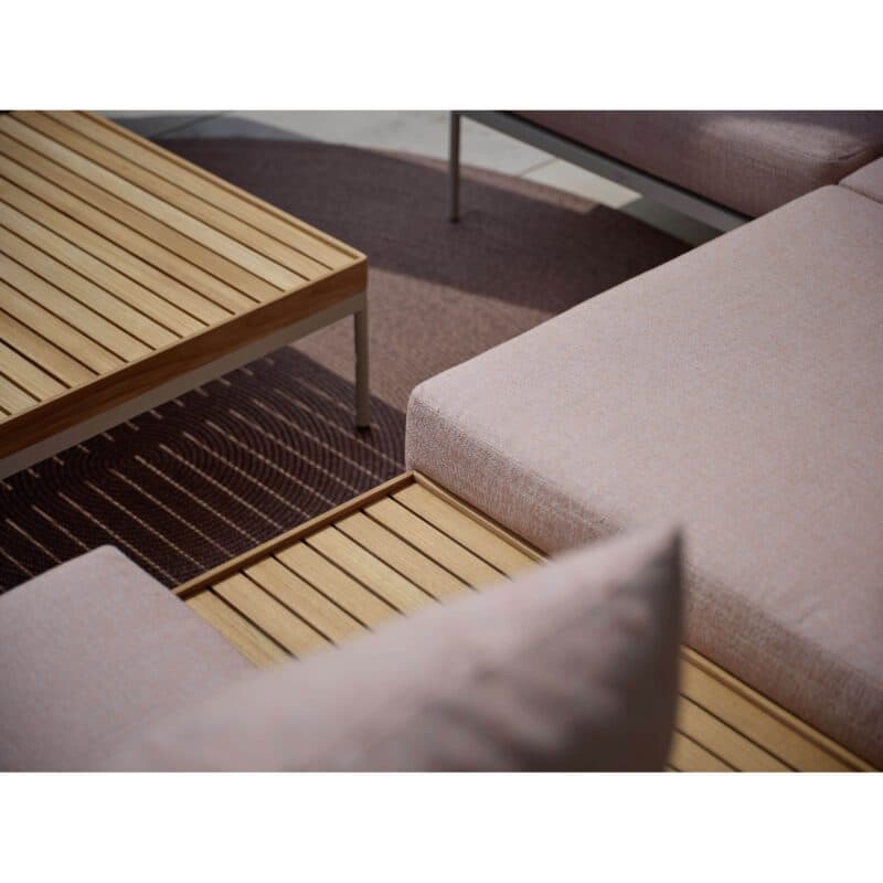 Stern "Coco" Loungetische 80 × 80 und 80 × 40 cm, Gestell Aluminium greige, Tischplatte Teakholz