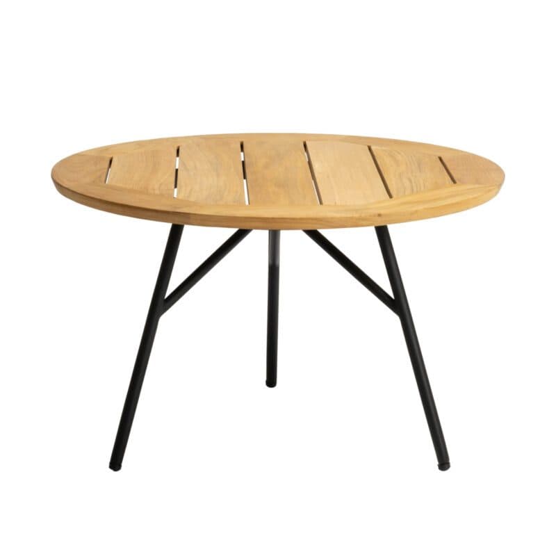 Stern "Frida" Beistelltisch, Teakplatte, Gestell Aluminium schwarz matt, Durchmesser 65 cm