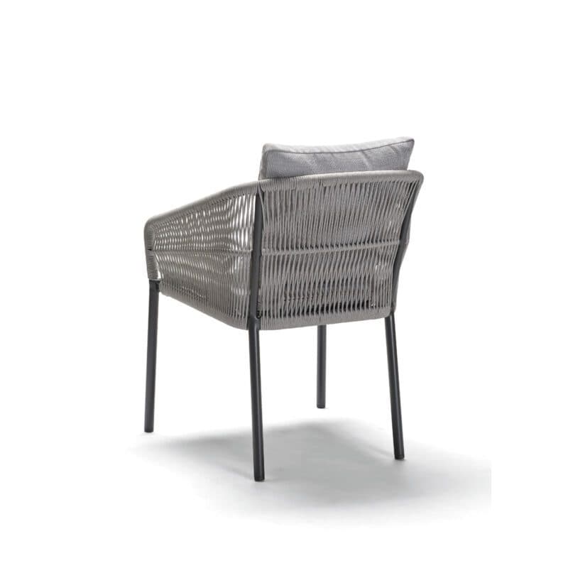 Stern "Jella" Stapelsessel, Gestell Aluminium anthrazit matt, Sitzfläche Textilgewebe silber, Kordel-Bespannung stone, Kissen Polyacryl perlgrau