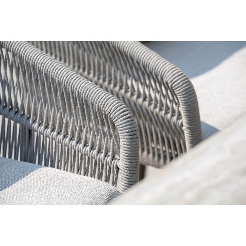 Stern "Jella" Stapelsessel, Gestell Aluminium anthrazit matt, Sitzfläche Textilgewebe silber, Kordel-Bespannung stone, Kissen Polyacryl perlgrau