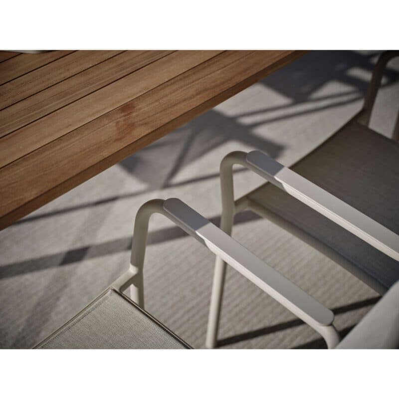 Stern "Joris" Stapelsessel, Aluminium greige, Textilen sesam light