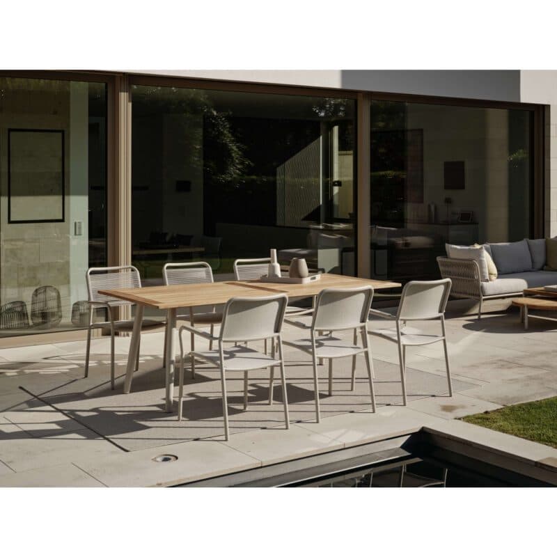 Stern "Joris" Stapelsessel, Aluminium greige, Textilen sesam light