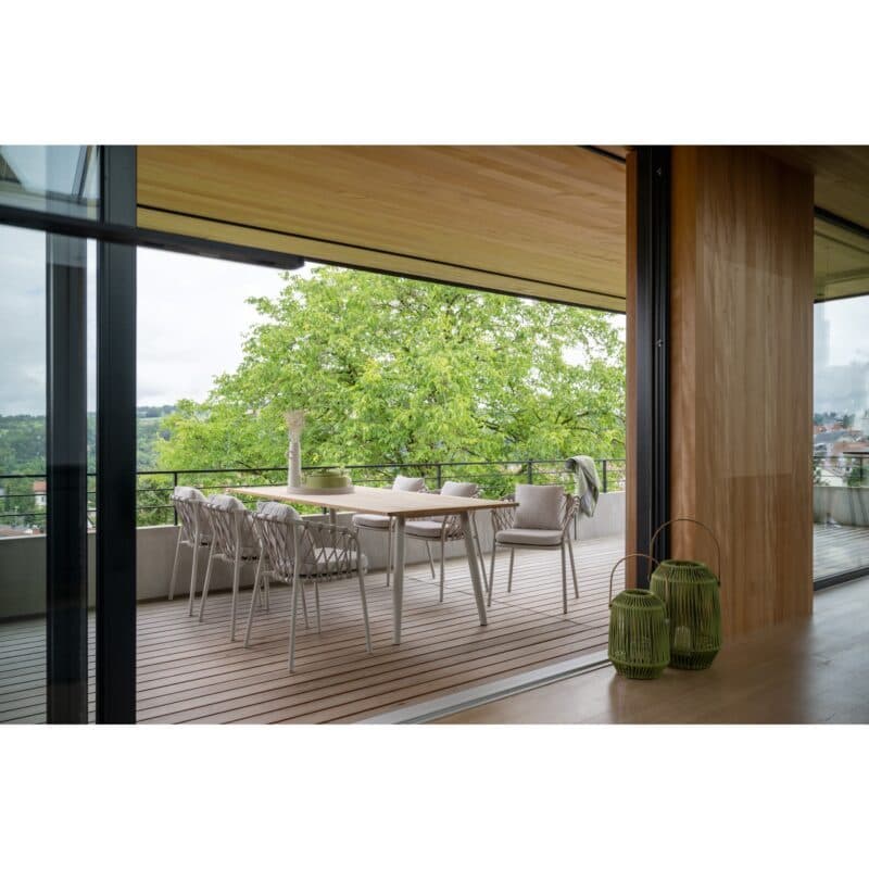 Stern "Klea" Diningsessel, Aluminium greige, Kordel greige, Sitz- und Rückenkissen 100 % Polyacryl Vanilla