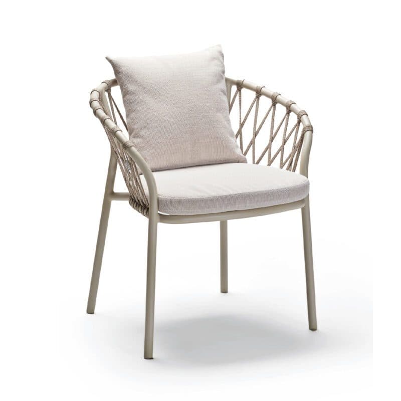 Stern "Klea" Diningsessel, Aluminium greige, Kordel greige, Sitz- und Rückenkissen 100 % Polyacryl Vanilla