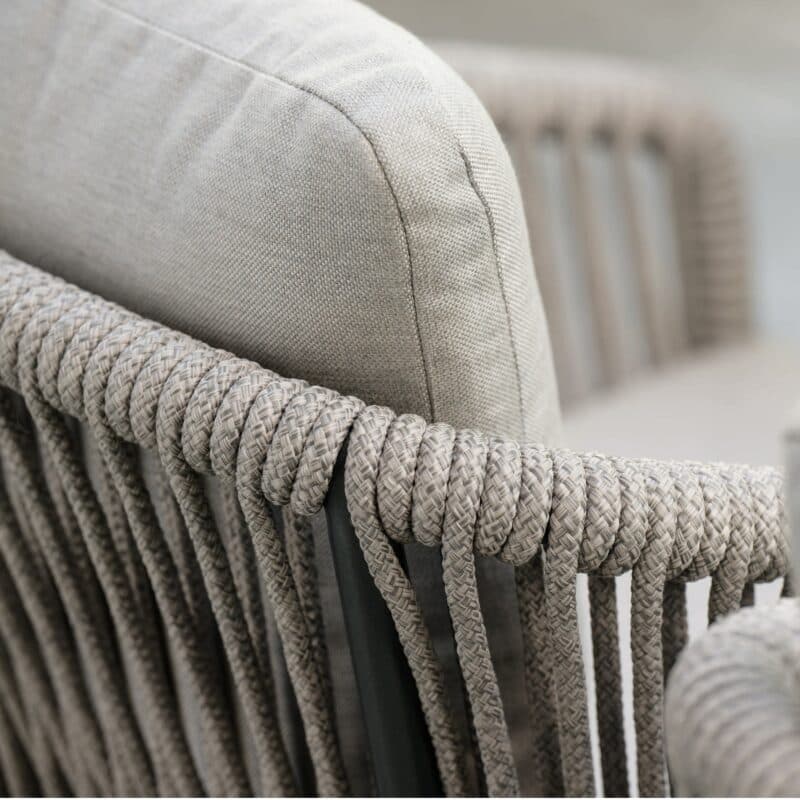 Stern "Marla" Stapelsessel, Gestell Aluminium anthrazit, Sitzfläche Textilen karbon, Kordel-Bespannung salt, Kissen Polyacryl graubraun