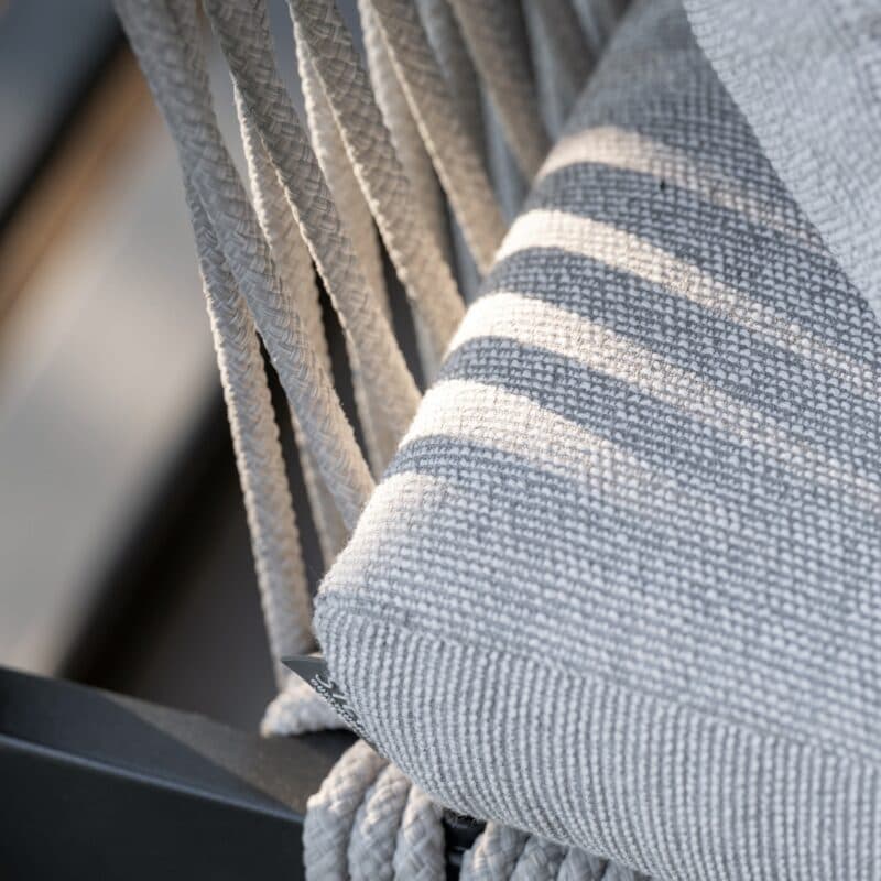 Stern Serie "Tammo", Aluminium anthrazit, Kordel stone, Kissen perlgrau