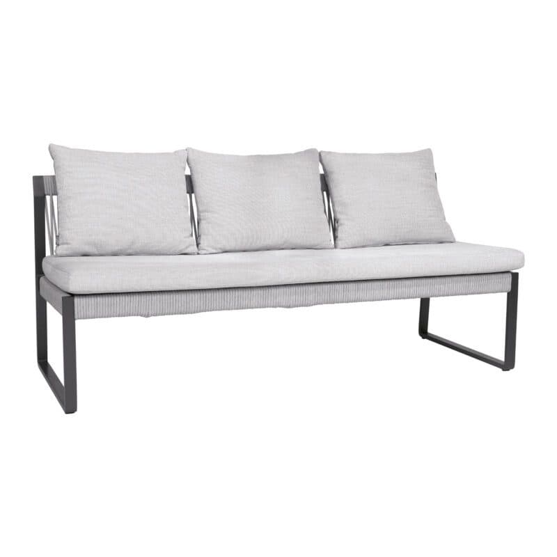 Stern "Tammo" Bank 3-sitzig, Aluminium anthrazit, Kordel stone, Kissen perlgrau