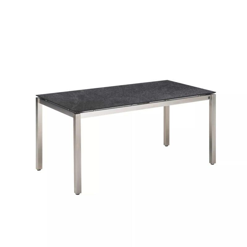 CASA DOMA "Carini" Gartentisch 160x90 cm, Gestell Edelstahl gebürstet, Tischplatte HPL Scivaro Schiefer