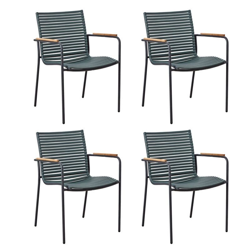 Cinas "Mood Classic" Stapelstuhl, Gestell Aluminium anthrazit, Sitzfläche Kunststoff-Lamellen petrol, Teak-Armlehnen