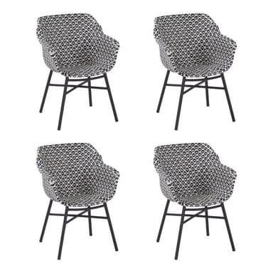 Hartman "Delphine" Gartenstuhl, Aluminium schwarz, Geflecht schwarz-weiß