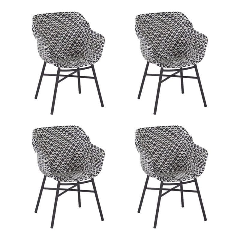 Hartman "Delphine" Gartenstuhl, Aluminium schwarz, Geflecht schwarz-weiß