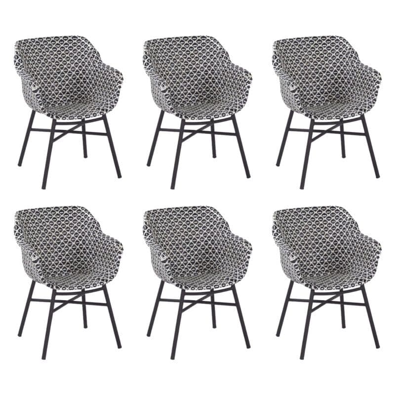 Hartman "Delphine" Gartenstuhl, Aluminium schwarz, Geflecht schwarz-weiß