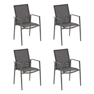 Liadomo "Mannoli" Stapelstuhl, Aluminium anthrazit, Textilgewebe anthrazit, Armlehne Aluminium