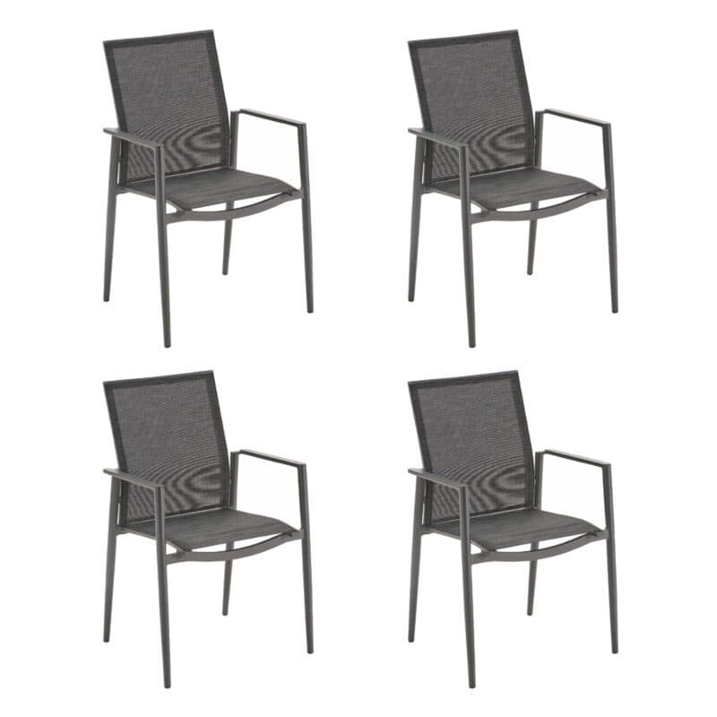 Liadomo "Mannoli" Stapelstuhl, Aluminium anthrazit, Textilgewebe anthrazit, Armlehne Aluminium