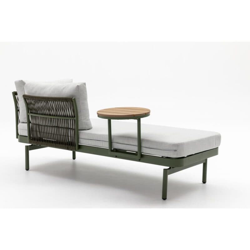 Liadomo "Capri" Lounge, Gestell Aluminium grün, Bespannung grün, Kissen hellgrau, Ablagen Polywood