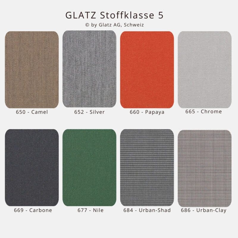 GLATZ Stoffmuster - Stoffklasse 5 © by Glatz AG, Schweiz