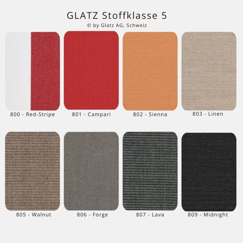 GLATZ Stoffmuster - Stoffklasse 5 © by Glatz AG, Schweiz