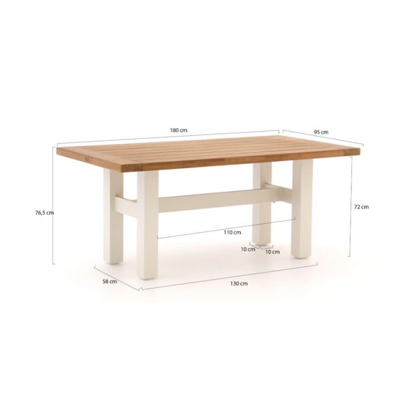 Hartman "Sophie Yasmani" Gartentisch, Gestell Aluminium, Tischplatte Teak, Maße 180x95 cm