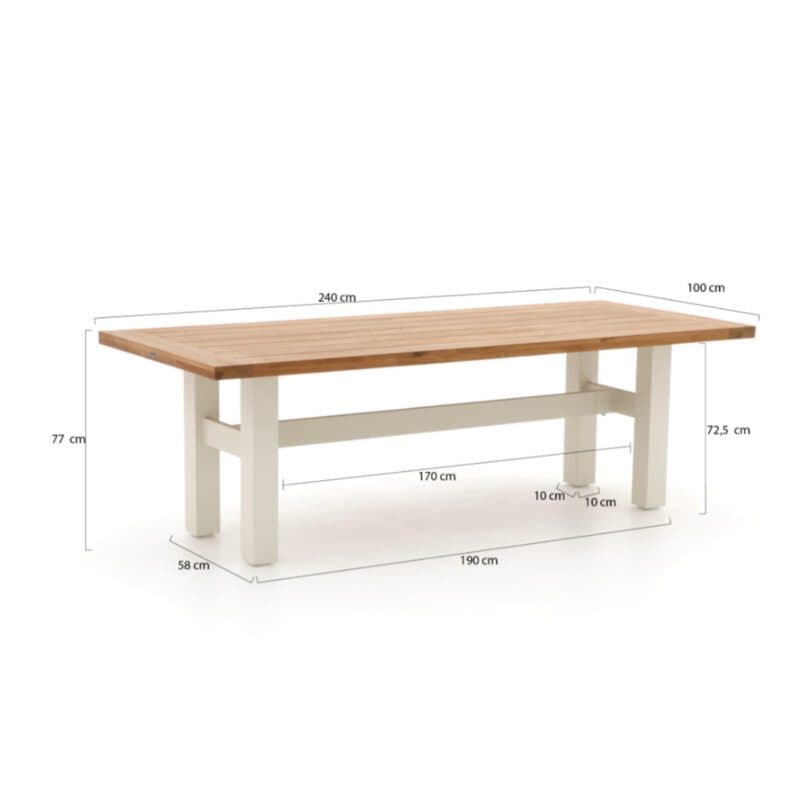 Hartman "Sophie Yasmani" Gartentisch, Gestell Aluminium, Tischplatte Teak, Maße 240x100 cm