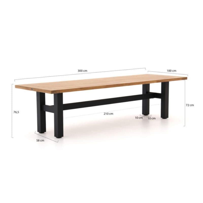 Hartman "Sophie Yasmani" Gartentisch, Gestell Aluminium, Tischplatte Teak, Maße 300x100 cm