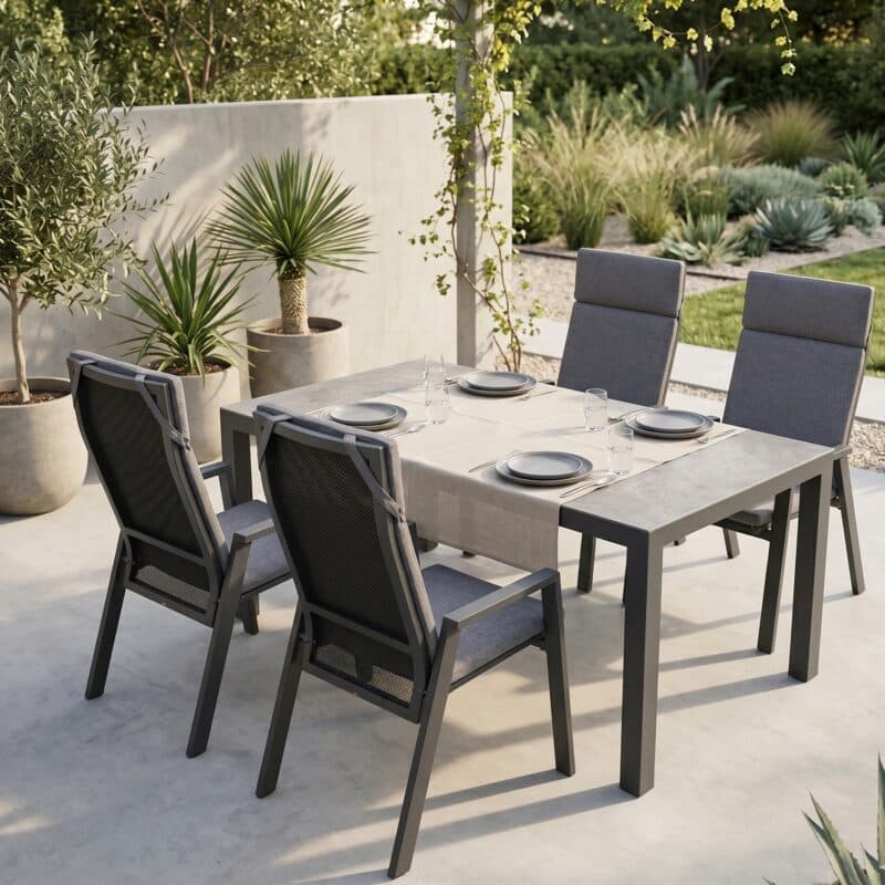 Lesli Living Gartenmöbel-Set mit Hochlehner "Amir" und Tisch 160x90cm "Murcia