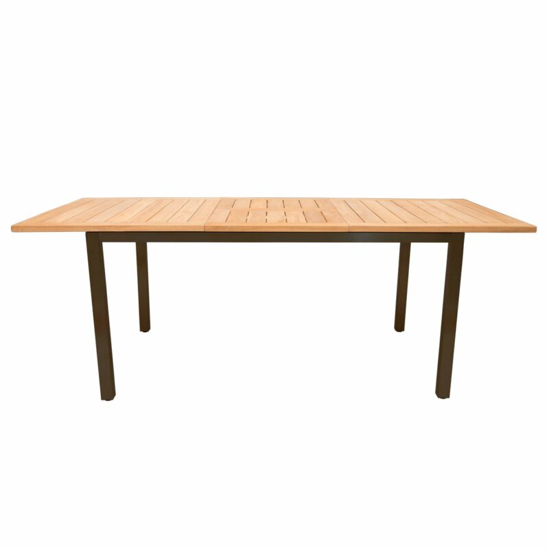 Jati&Kebon "Mallorca" Ausziehtisch, 200-257x100 cm, Gestell Aluminium eisengrau mit Teakholzplatte