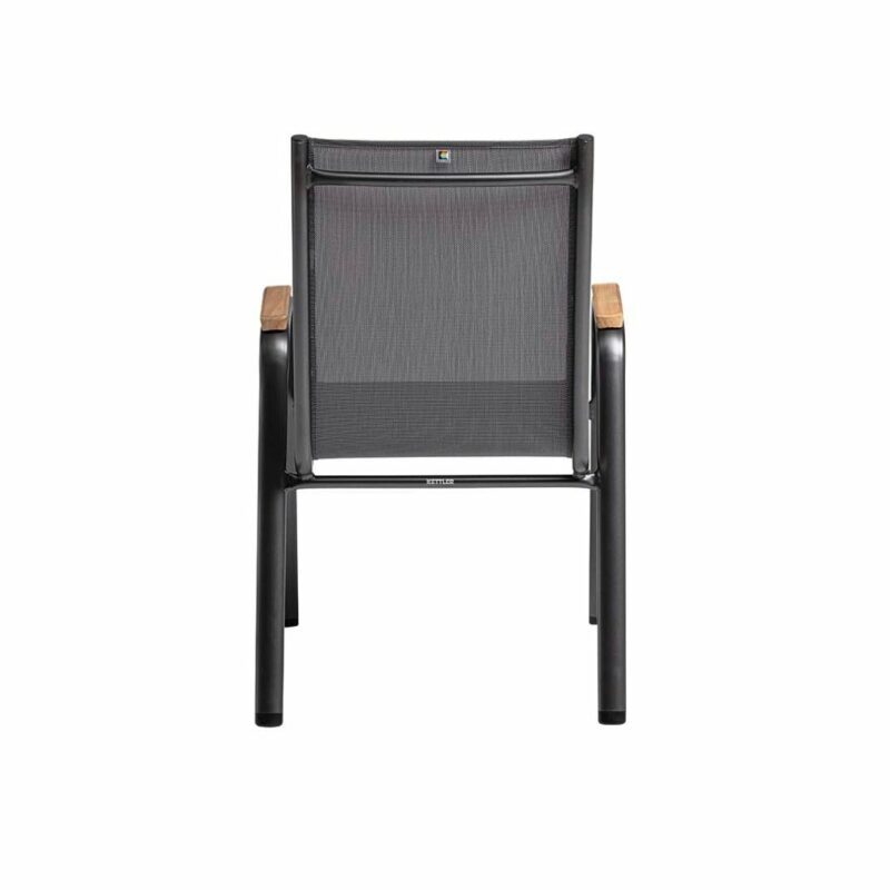 Kettler "Cirrus" Stapelsessel, Gestell Aluminium anthrazit, Sitz Textilgewebe anthrazit-grau, Armlehnen Teak