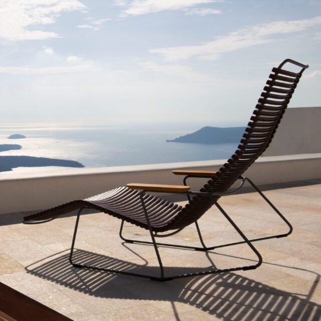 Houe "Click" Sunrocker, Stahlgestell grau, Kunststoff-Lamellen schwarz