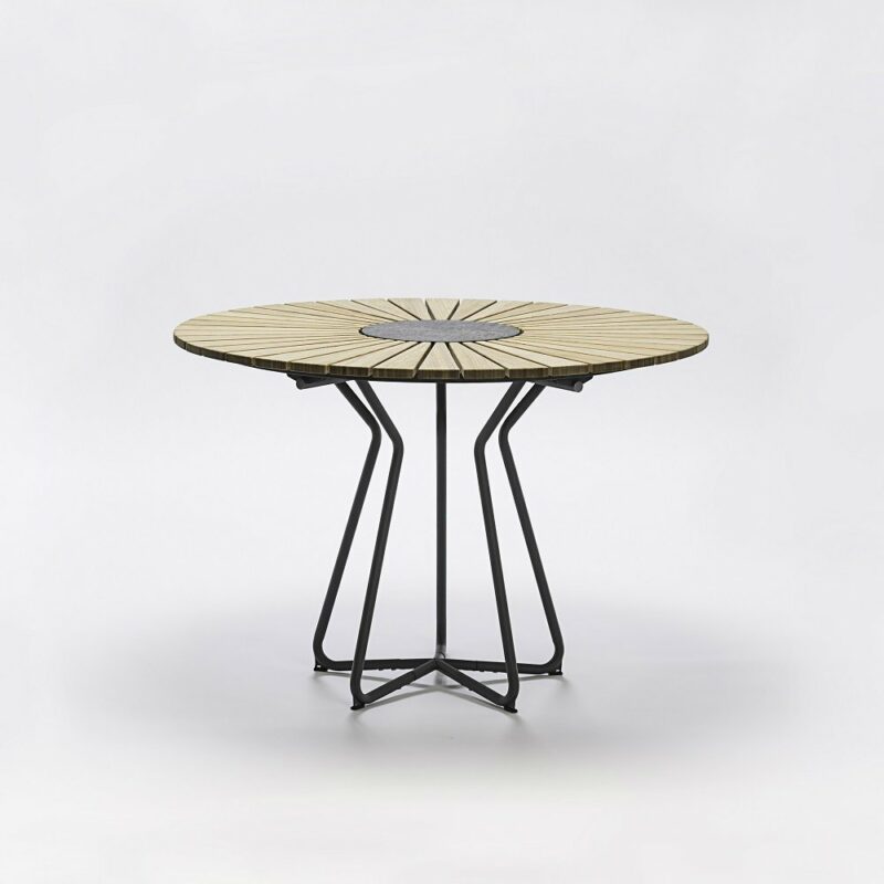 Houe "Circle" Gartentisch, Gestell Aluminium dunkelgrau, Tischplatte Bambus mit Granit-Einlage, Ø 110 cm