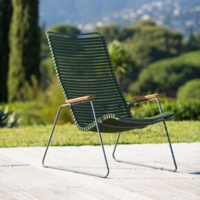 Houe "Click" Loungesessel, Stahlgestell grau, Kunststoff-Lamellen olivgrün