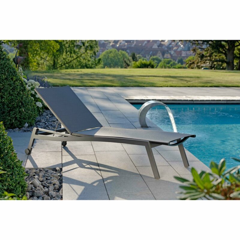 Rollenliege "Allround" von Stern, Gestell Aluminium anthrazit, Textilgewebe karbon