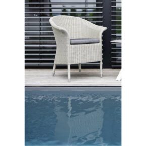 Stern Sessel "Glen", Gestell Aluminium, Geflecht Polyrattan Vintage weiß, Sitzkissen seidengrau