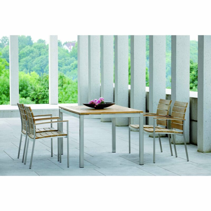 Stern Gartenmöbel-Set mit Stuhl "Savona" und Tisch Edelstahl/Teak