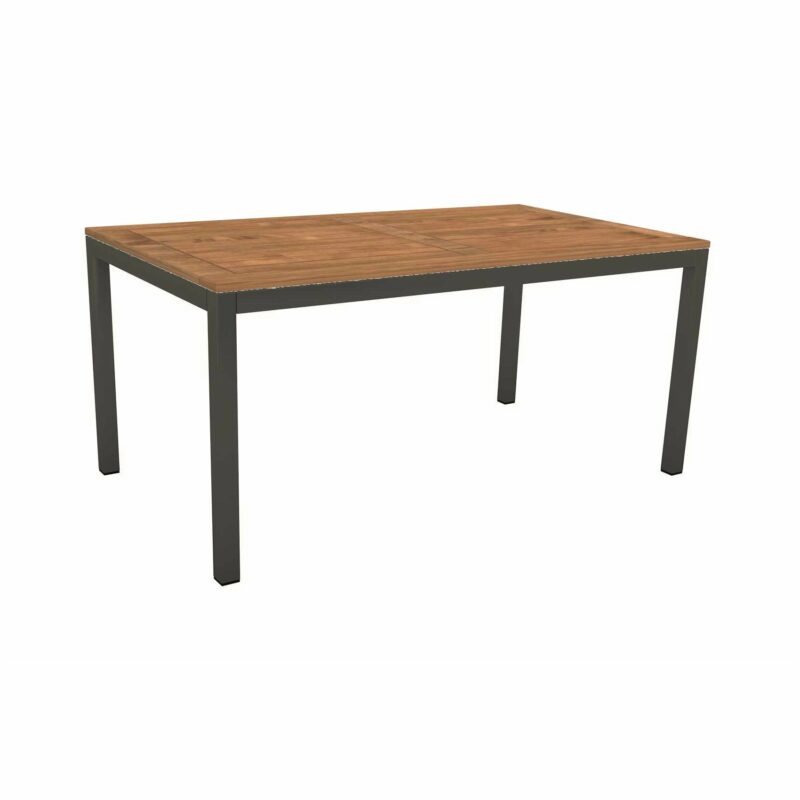 Stern Tischsystem, Gestell Aluminium anthrazit, Tischplatte Teakholz, Größe: 160x90 cm