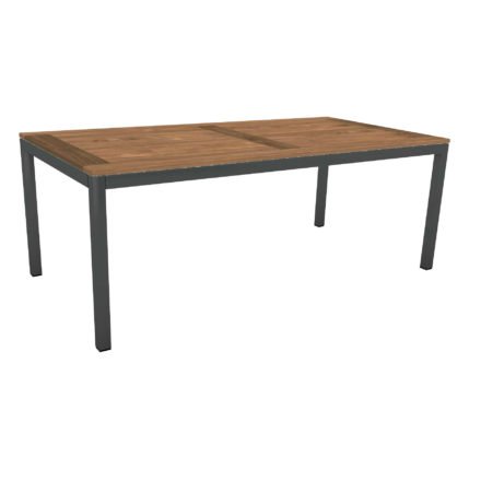 Stern Tischsystem, Gestell Aluminium anthrazit, Tischplatte Old Teak, Größe: 200x100 cm