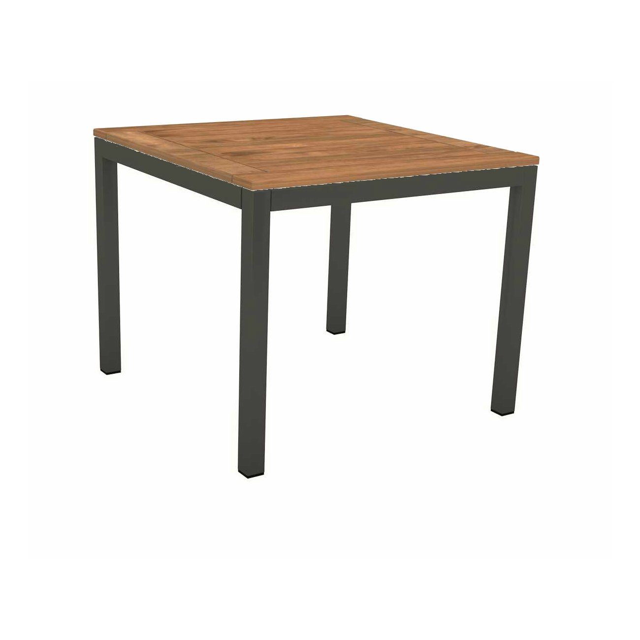 Stern Tischsystem, Gestell Aluminium anthrazit, Tischplatte Teakholz, Größe: 90x90 cm