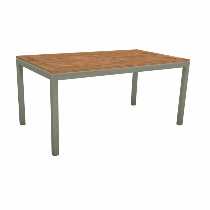 Stern Tischsystem, Gestell Aluminium graphit, Tischplatte Teakholz, Größe: 130x80 cm