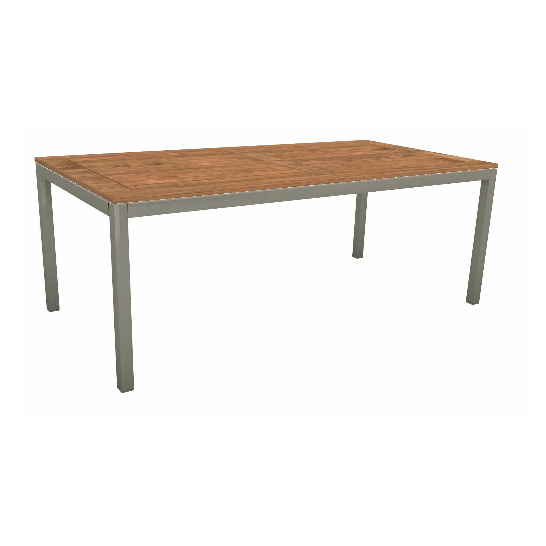Stern Tischsystem, Gestell Aluminium graphit, Tischplatte Teakholz, Größe: 200x100 cm