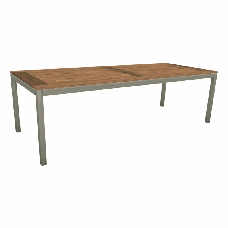 Stern Tischsystem, Gestell Aluminium graphit, Tischplatte Old Teak, Größe: 250x100 cm