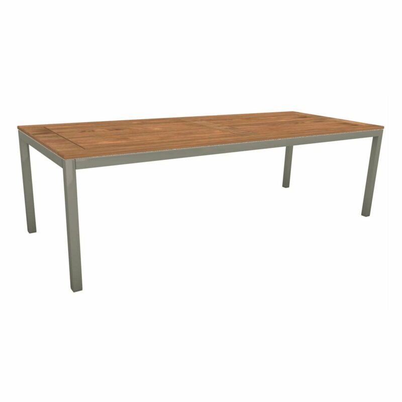 Stern Tischsystem, Gestell Aluminium graphit, Tischplatte Teakholz, Größe: 250x100 cm