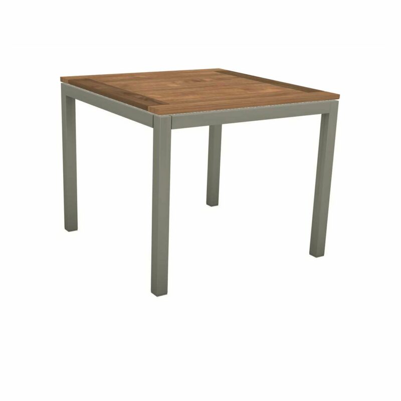 Stern Tischsystem, Gestell Aluminium graphit, Tischplatte Old Teak, Größe: 80x80 cm