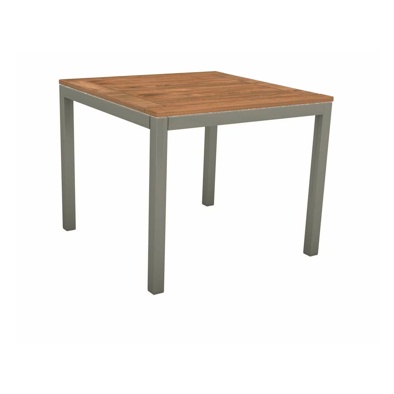 Stern Tischsystem, Gestell Aluminium graphit, Tischplatte Teakholz, Größe: 80x80 cm