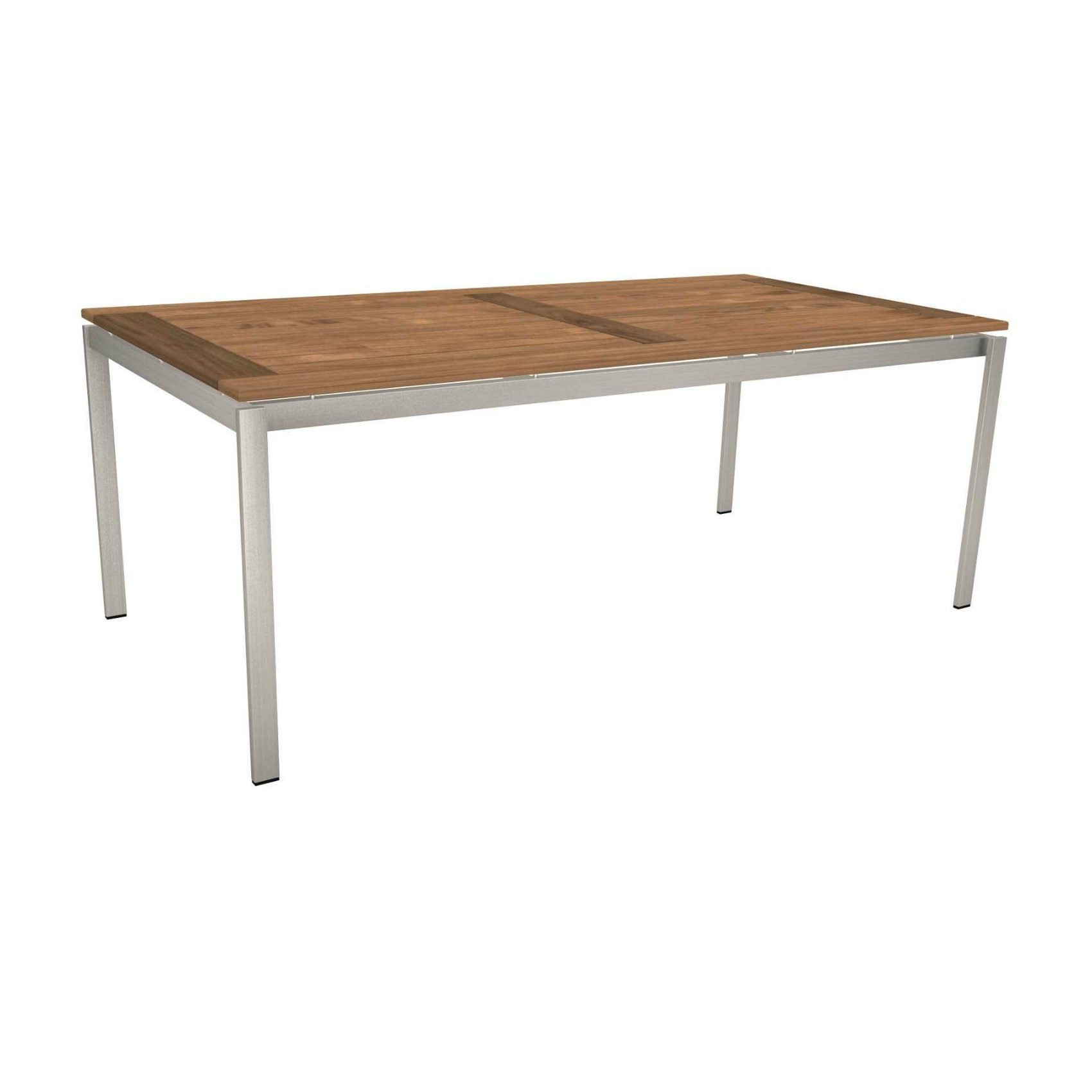 Stern Tischsystem, Gestell Edelstahl Vierkantrohr, Tischplatte Old Teak, Größe: 200x100 cm