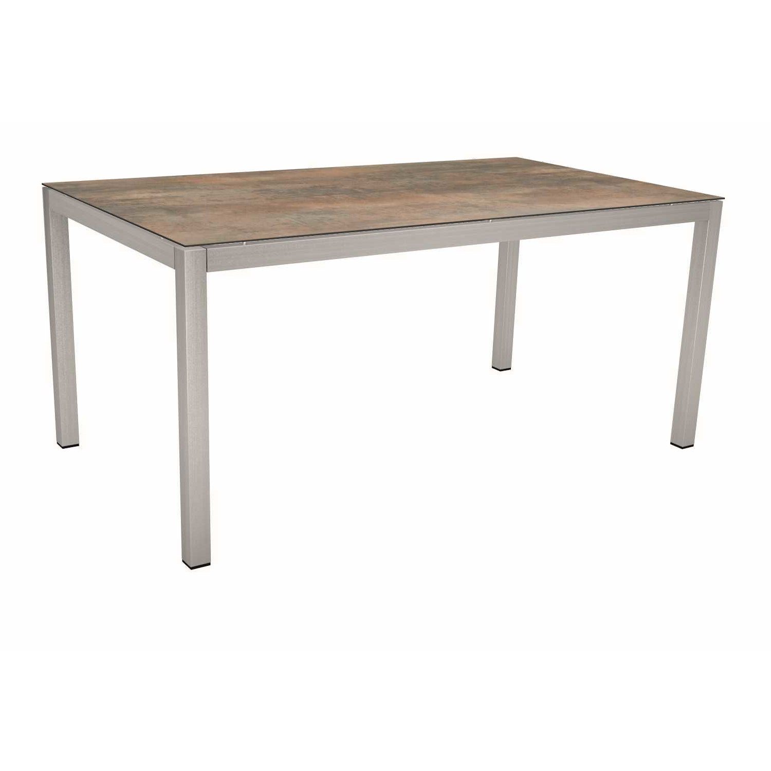Stern Tischsystem, Gestell Edelstahl Vierkantrohr, Tischplatte HPL Ferro, 130x80 cm