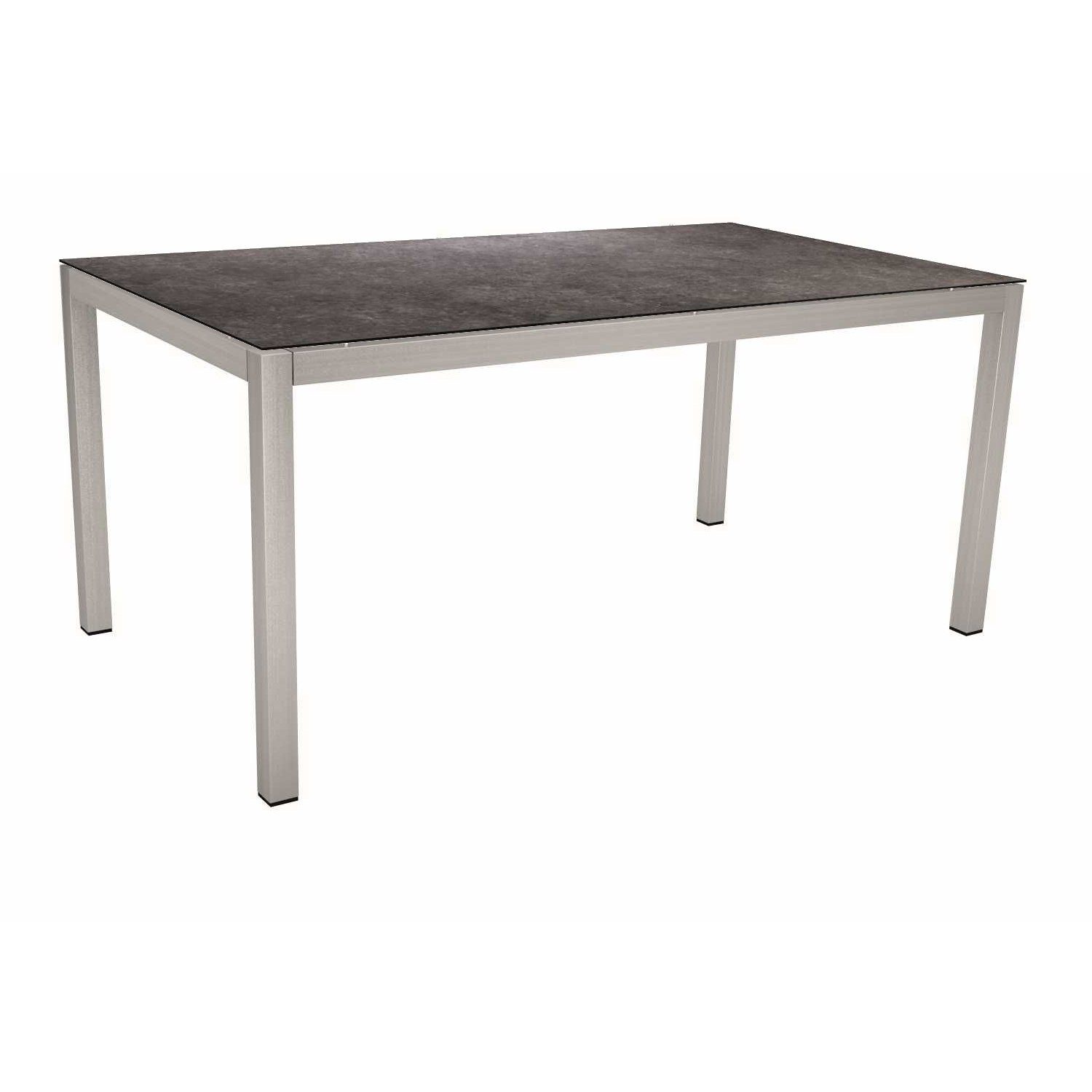 Stern Tischsystem, Gestell Edelstahl Vierkantrohr, Tischplatte HPL Vintage grau, 130x80 cm