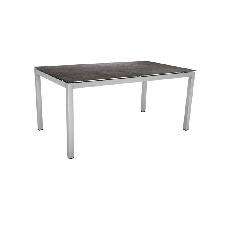 Stern Tischsystem, Gestell Edelstahl Vierkantrohr, Tischplatte HPL Vintage grau, 160x90 cm