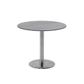 Niehoff Tisch "Bistro", Gestell Edelstahl, Tischplatte HPL Beton-Design, rund, 70 cm
